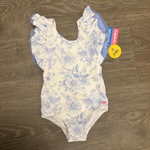 Ruffle Butts Periwinkle Blue Butterfly Garden Toile One Piece - Size 6 NEW!